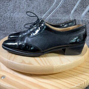 Gravati Arthur Beren Wingtip Oxford Shoe Women Size 8 Narrow Black Leather Italy